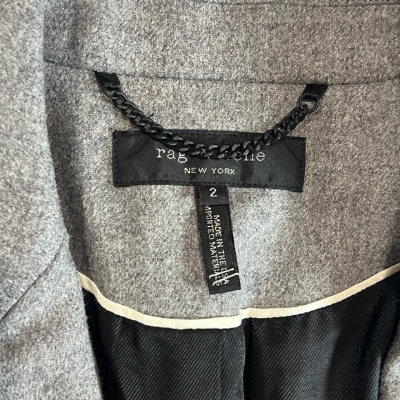 Rag & Bone Size 2 Made in USA Gray One Button Wool Vented Blazer Classic Chic - Picture 14 of 14